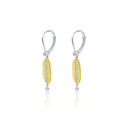 Picture of 14k Two-Tone Gold Leaf Diamond Earrings