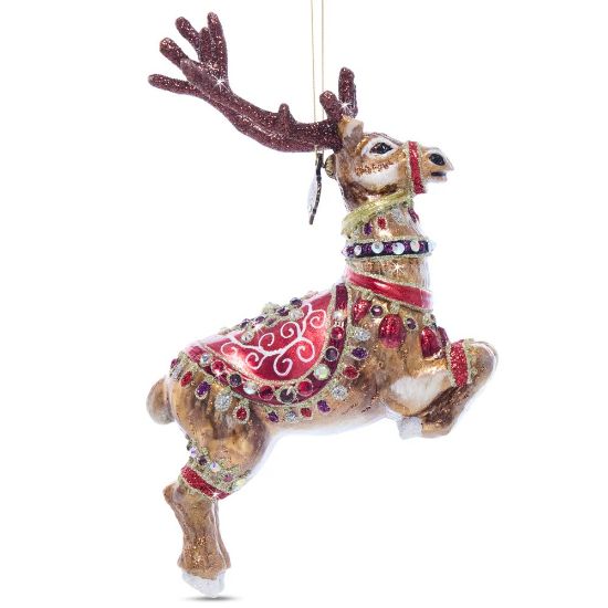 Picture of Jay Strongwater Santa's Reindeer 'Dancer' Blown Glass Ornament - Second in Series 