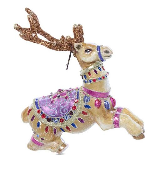 Picture of Jay Strongwater Santa's Reindeer 'Prancer' Blown Glass Ornament - Third in Series
