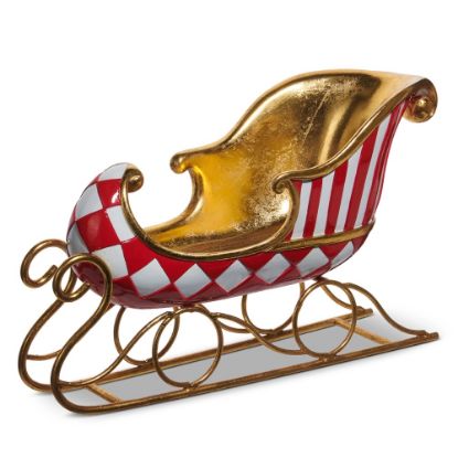 Picture of Red, Gold & White Patterned Sleigh Decoration