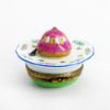 Picture of Limoges Porcelain Strawberry Cream Puff Pastry on Plate with Fork Trinket Box 