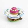 Picture of Limoges Porcelain Strawberry Cream Puff Pastry on Plate with Fork Trinket Box 