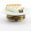 Picture of Limoges Porcelain Slice of Cherry Pie on Plate with Fork Trinket Box   