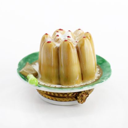 Picture of Limoges Porcelain Strawberry Charlotte, Ladyfinger Cake on Plate Trinket Box   