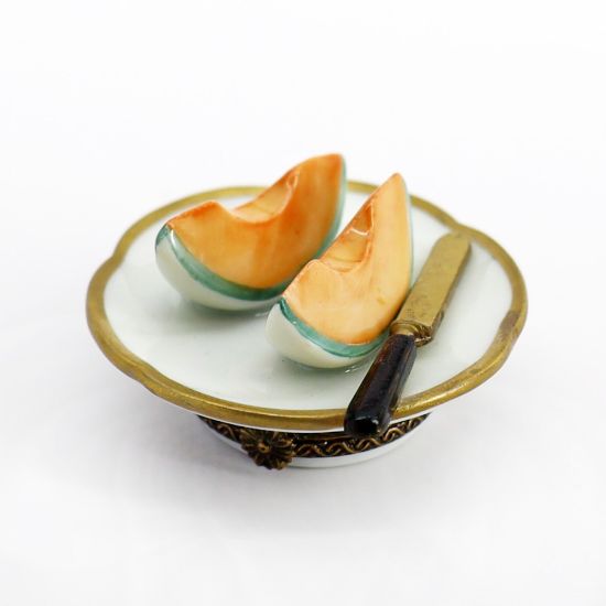 Picture of Limoges Porcelain Plate with Cantaloupe Melon & Knife Trinket Box