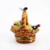 Picture of Limoges Porcelain Picnic Basket with Wine, Bread, Cheese, Flowers & Bugs Trinket Box 