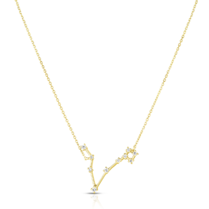 Picture of 14k Yellow Gold Pisces Diamond Constellation Zodiac Necklace