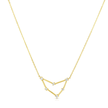 Picture of 14k Yellow Gold Capricorn Diamond Constellation Zodiac Necklace