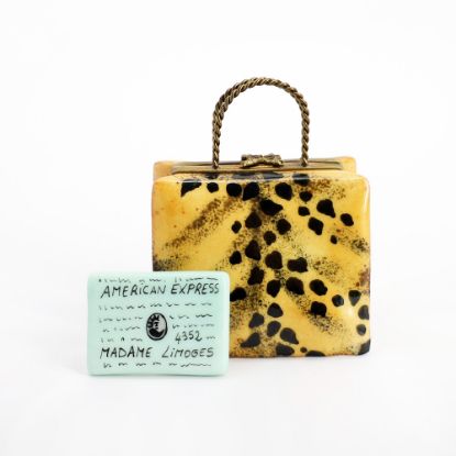 Picture of Limoges Porcelain Leopard Print Purse Trinket Box with Surprise Credit Card Inside