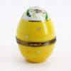 Picture of Limoges Porcelain Yellow Floral Egg Trinket Box with Basket with Egg & Chick Inside 