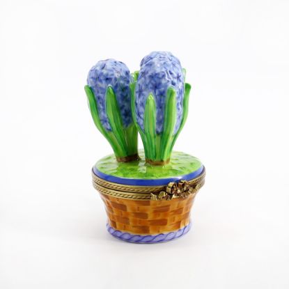 Picture of Limoges Porcelain Blue Hyacinths in Basket Trinket Box 