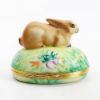 Picture of Limoges Porcelain Brown Rabbit Resting in Garden Trinket Box 