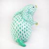 Picture of Herend Porcelain Bunny with One Paw Up Figurine #5335 in Green Fishnet