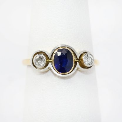 Picture of Antique 18k Yellow Gold Sapphire & Diamond Ring 