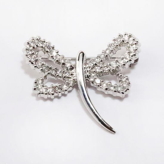 Picture of 14k White Gold & Diamond Dragonfly Brooch 