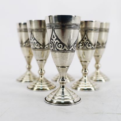 Picture of Vintage Set of 6 Russian .875 Silver Cordial Glasses