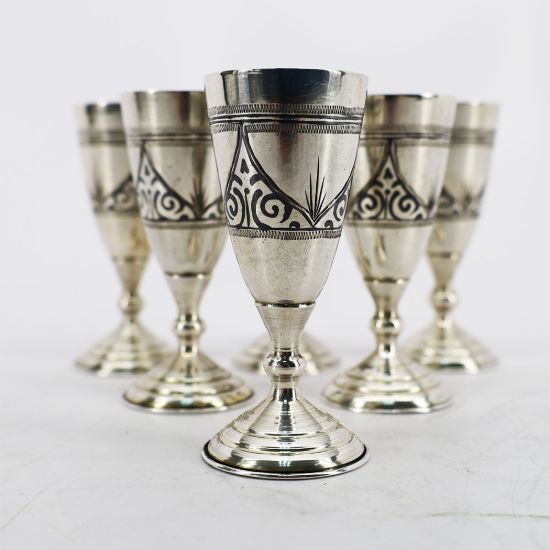 Picture of Vintage Set of 6 Russian .875 Silver Cordial Glasses