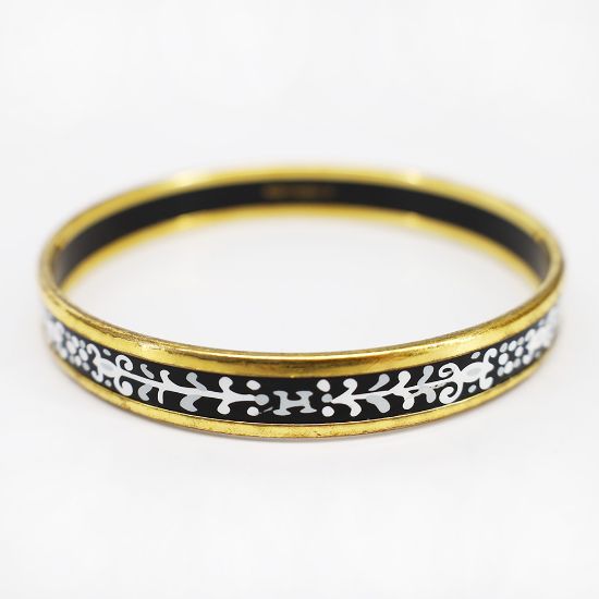 Picture of Vintage Hermès Black & White Enameled Bangle Bracelet