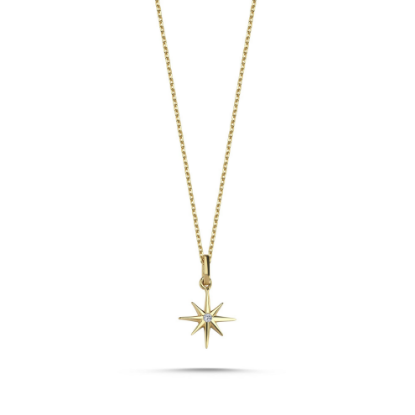 Picture of 14k Yellow Gold North Star Diamond Necklace