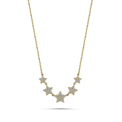 Picture of 14k Yellow Gold Diamond Star Necklace