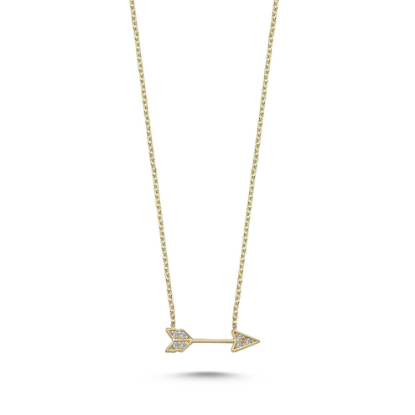 Picture of 14k Yellow Gold Sideways Diamond Arrow Necklace