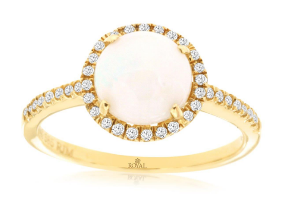 Picture of 14k Yellow Gold Opal & Diamond Ring
