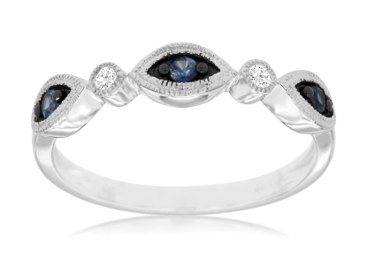 Picture of 14k White Gold Sapphire & Diamond Ring