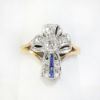 Picture of Antique Early 20th Century Platinum, 15k Gold, Diamond & Synthetic Sapphire Cross Ring