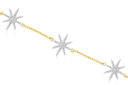Picture of 14k Yellow Gold Diamond Stars Trio Bracelet