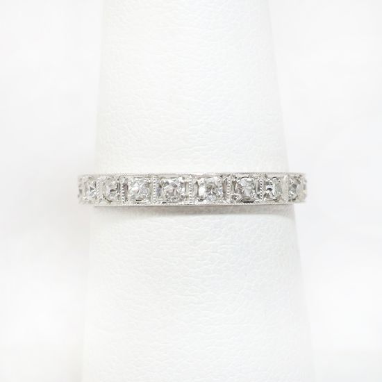 Picture of Antique Art Deco Platinum & Diamond Wedding Band with Etched Edges