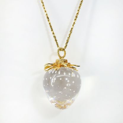 Picture of Steuben Glass 18k Gold Strawberry Pendant Necklace in Original Box