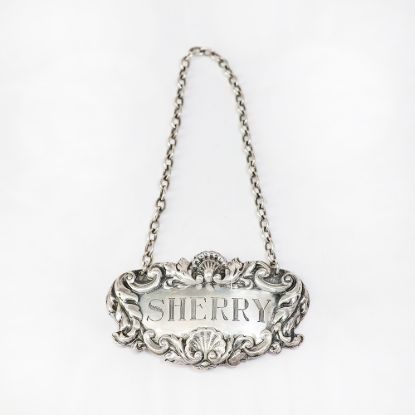 Picture of Vintage C J Vander English Sterling Silver 'Sherry' Decanter Label