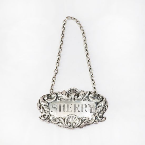 Picture of Vintage C J Vander English Sterling Silver 'Sherry' Decanter Label