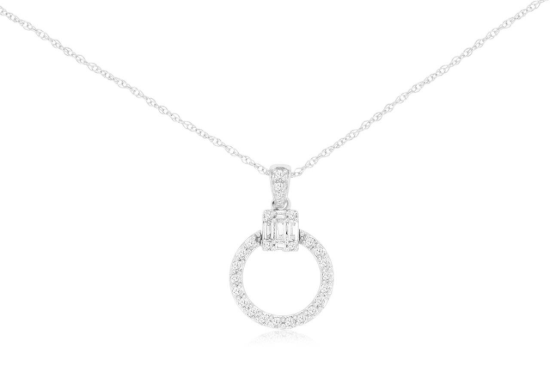 Picture of 14k White Gold Open Circle Diamond Pendant