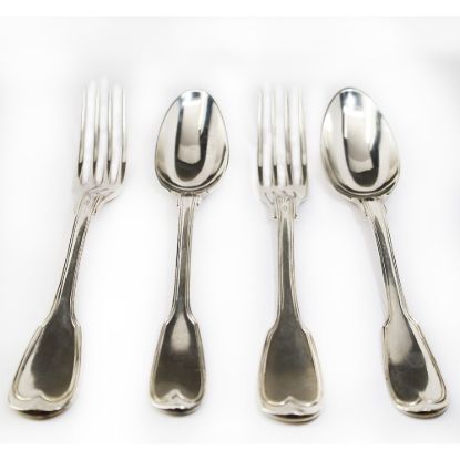 Picture of 1771 Amiens, France 4-Piece Silver Set with Heraldic Marks 