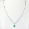 Picture of 18k White Gold Bezel Set Emerald & Diamond Necklace