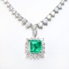 Picture of 18k White Gold Bezel Set Emerald & Diamond Necklace