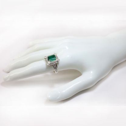 Picture of 18k White Gold Emerald and Diamond Ring