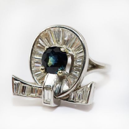 Picture of Platinum Sapphire and Diamond Ring