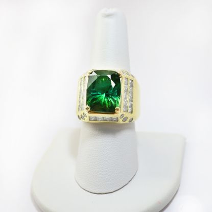 Picture of 18k Yellow Gold Tourmaline and Diamond Men's Ring