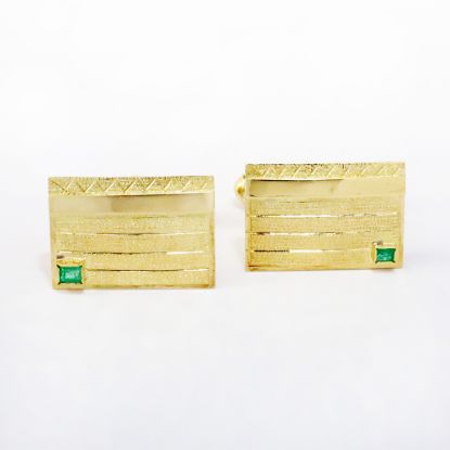 Picture of 18k Yellow Gold & Emerald Mid-Century Cufflinks 
