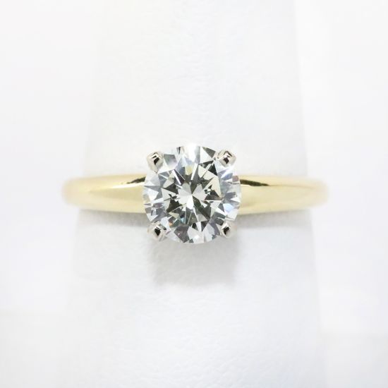 Picture of 14K Yellow Gold 1Ct Round Brilliant Diamond Engagement Ring 