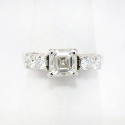 Picture of 14k White Gold 1.05CT Ascher Cut Diamond Engagement Ring 