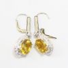 Picture of 14k Two Tone Gold Sapphire & Diamond Dangle Earrings 