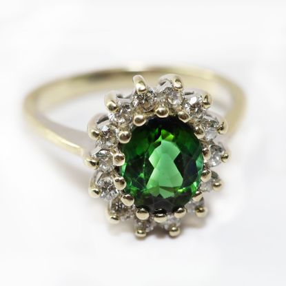Picture of 14k White Gold Tourmaline and Diamond Ring