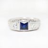 Picture of Antique 18k White Gold Filigree, Diamond & Synthetic Sapphire Ring