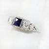 Picture of Antique 18k White Gold Filigree, Diamond & Synthetic Sapphire Ring