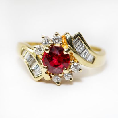 Picture of 14k Yellow Gold Ruby and Diamond Ring
