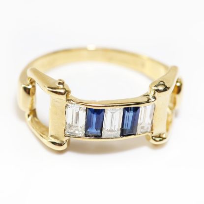 Picture of 14k Yellow Gold Diamond and Sapphire Ring