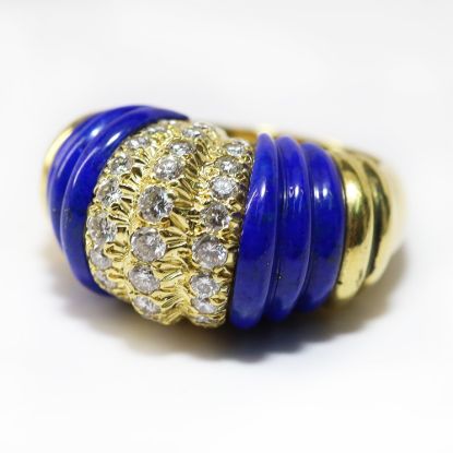 Picture of 18k Yellow Gold Lapis Lazuli and Pavé Set Diamond Ring